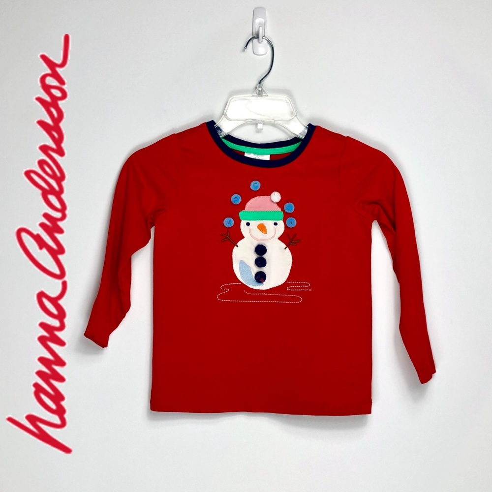 Hanna Andersson Boys Snowman Shirt Size 120 US 6-7